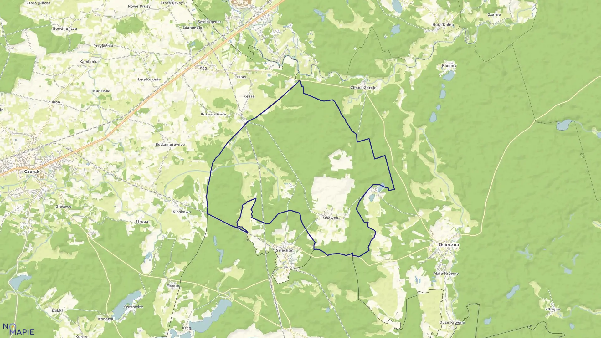 Mapa obrębu Osówek w gminie Osieczna